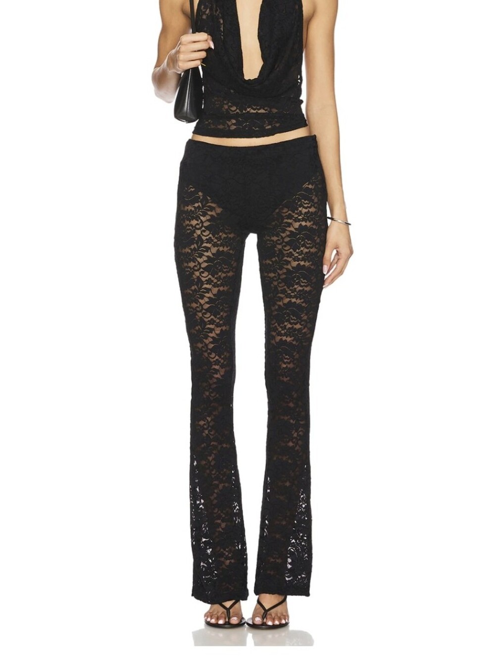 Superdown Black Lace Sheer Flared "Tania" Party/Boho/Festival Pants (Size S)